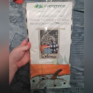 Evergreen Stacked Pumpkin Fall Decorative House Flag!